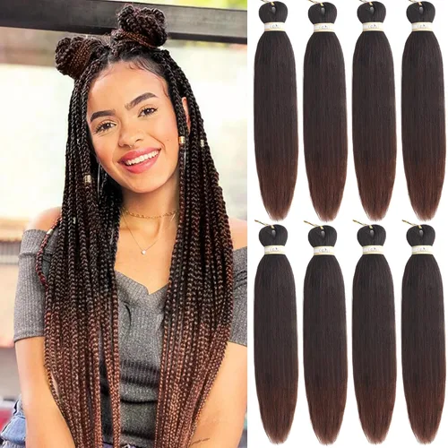Miniatura 55 de Beyond Beauty - Trenzas preestiradas de cabello profesional sin picazón, ajuste de agua caliente, fibra sintética, textura Yaki, extensiones