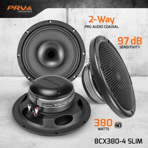 Miniatura 2 de PRV AUDIO Altavoz de audio coaxial para automóvil de 8 pulgadas poco profundo 8CX380-4 Altavoz delgado con controlador de tweeter incorporado
