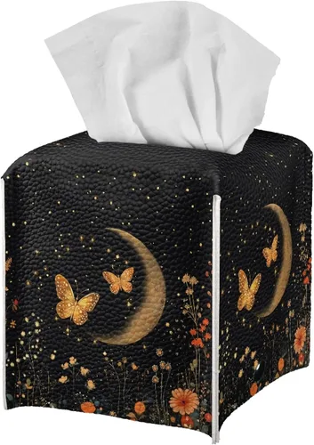 Miniatura 28 de ZFRXIGN Caja de pañuelos de hongos estética, funda cuadrada de piel sintética, organizador con cinturón inferior para tocador, encimera, mesita