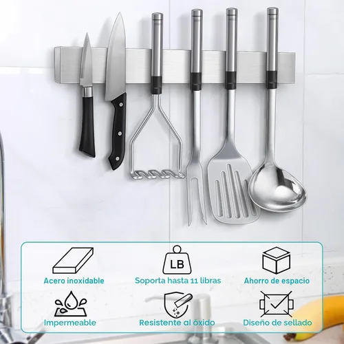 Miniatura 5 de Soporte magnético para cuchillos de pared, tira magnética para cuchillos, soporte magnético para cuchillos para montar en refrigerador, organizador