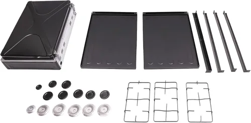 Miniatura 7 de Estufa de gas natural de 5 quemadores, soporte extraíble, estufa de gas portátil para cocina, RV, apartamento, cocina al aire libre (negro)
