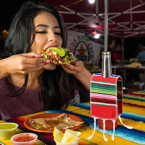 Miniatura 4 de Irenare 36 piezas de poncho de cerveza mini serapes cubiertas para botellas de Cinco de Mayo, mini tequila, varios colores, ponchos mexicanos