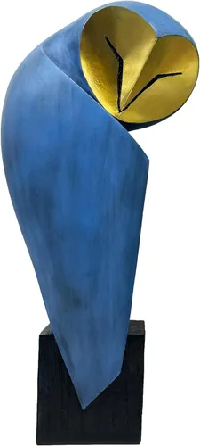 Estatua de búho de resina moderna de mediados del siglo de 15 pulgadas - Estatua de decoración casera vintage hecha a mano para estanterías,