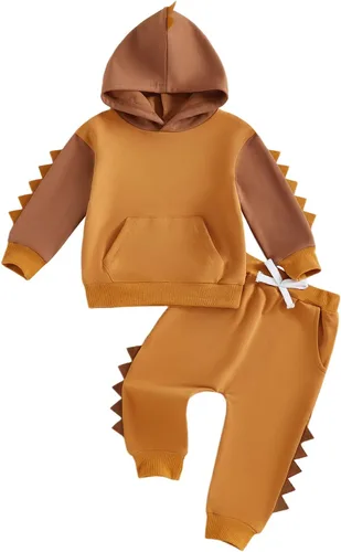 Miniatura 227 de Conjunto de ropa de otoño e invierno para bebé y niño, sudadera larga con capucha y pantalones para niños pequeños, 6, 12, 18, 24 meses, 2T