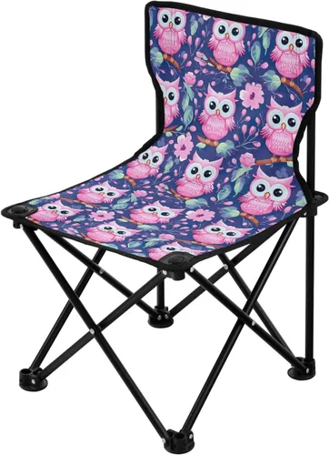 Miniatura 4 de Outdoor Folding Pink Owl Flower Camping Chairs for Adults Portable Camping Chair Lightweight Lawn Chair 202a4579