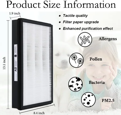 Miniatura 3 de Filtro de repuesto HEPA A2, compatible con Filtrete FAP-C02-A2, FAP-C03-A2, FAP-T03-A2, purificador de aire FAP-T03-A2, parte # 1150101, 2 HEPA + 2