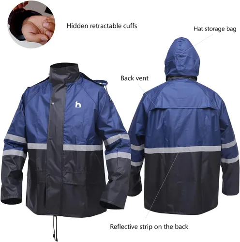 Miniatura 3 de DUP Traje de lluvia para hombres y mujeres, chaquetas y pantalones reflectantes, impermeables, para el trabajo, ligero, abrigo de lluvia