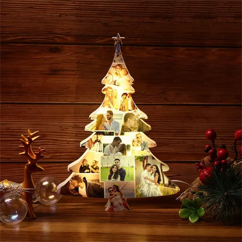 Luces de fotos personalizadas para árbol de Navidad, 10 fotos, lámpara LED de mesa familiar de Navidad para boda, fiesta, decoración de vacaciones