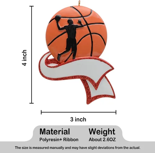 Miniatura 7 de Adorno de Navidad de baloncesto – Adorno deportivo personalizado de jugador de baloncesto – Regalo de entrenador de baloncesto, regalos de recuerdo