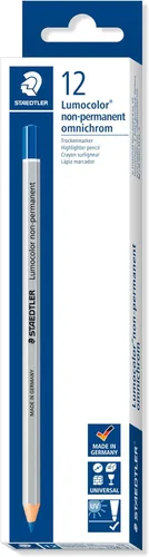Staedtler Lumocolour - Lápiz omnichrom no permanente, color azul (12 unidades)