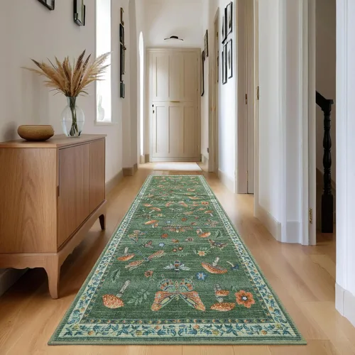 Miniatura 60 de ROYHOME - Alfombra con diseño de hongos e insectos, para pasillos, cocina o baño, antideslizante, lavable, suave, larga, 2 x 6, beige