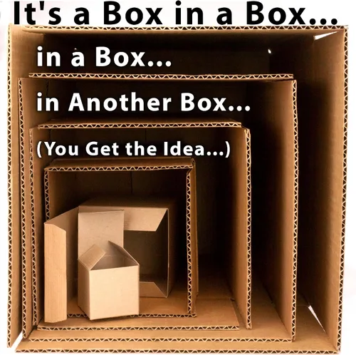 Miniatura 2 de Da el regalo de la frustración: broma de cajas en una caja. Incluye 3 juegos de 6 cajas de cartón anidables (2-12 pulgadas). Chiste divertido