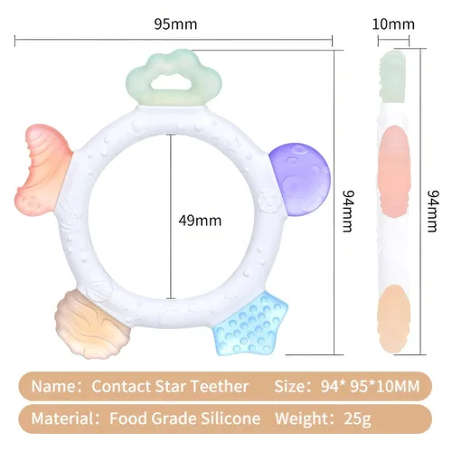 Miniatura 9 de Anillo de dentición para bebés, mordedores de silicona congelados para bebés de 0 a 6 a 12 meses, goma de dentición sensorial, juguetes