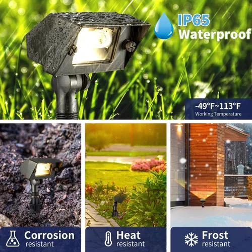 Miniatura 4 de Gardenreet Luz de Inundación de Bajo Voltaje para Exteriores - Luz LED de Lavado de Pared de Latón Sólido 12V, Paisajística de Cableado Fijo