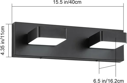 Miniatura 3 de Lámparas LED modernas de 2 luces LED para tocador de baño (15.5 pulgadas, blanco frío 6000 K), accesorios de iluminación de pared de baño