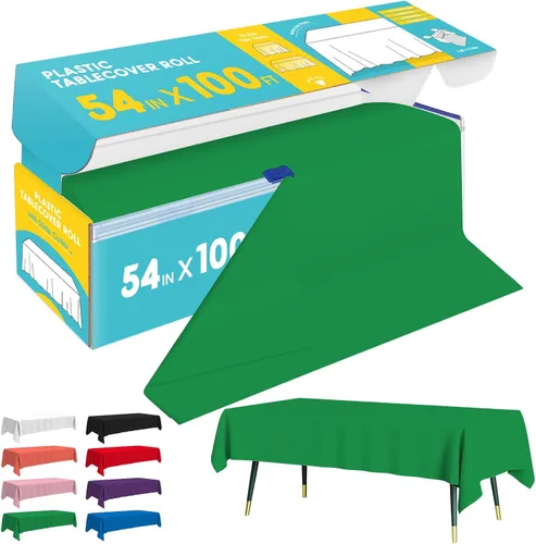 Miniatura 2 de Niuara Rollo de mantel de plástico negro - 40 pulgadas x 100 pies, mantel para mesa rectangular con cortador deslizante, mantel de plástico
