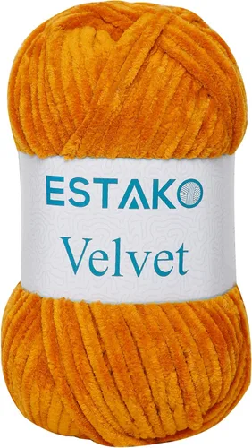 Miniatura 59 de Estako Manta de felpilla de terciopelo amigurumi para tejer y tejer, súper voluminosa, 3.53 oz (132 yardas) (1710 - naranja)