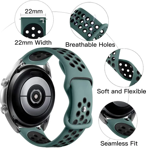 Miniatura 4 de Compatible con Samsung Watch 3 correas de 1.772 pulgadas/Galaxy Watch Band 1.811 pulgadas/Gear S3 Frontier/Classic Watch, correa transpirable