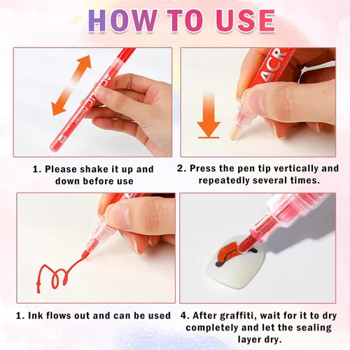 Miniatura 6 de IONSGAKO Juego de bolígrafos de arte de uñas de 12 colores, bolígrafos de esmalte de uñas, bolígrafo de dibujo de arte de uñas, secado rápido