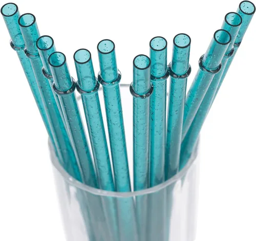 Miniatura 16 de Dakoufish Sin BPA 12 Piezas Pajitas Reutilizables de Plástico Transparente con Purpurina de 11 Pulgadas Más un Cepillo de Limpieza