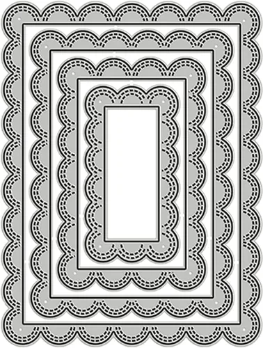 Miniatura 5 de hinana Juego de 4 troqueles de metal con marco rectangular, diseño festoneado cosido de anidación, plantillas cortadas para manualidades, álbumes