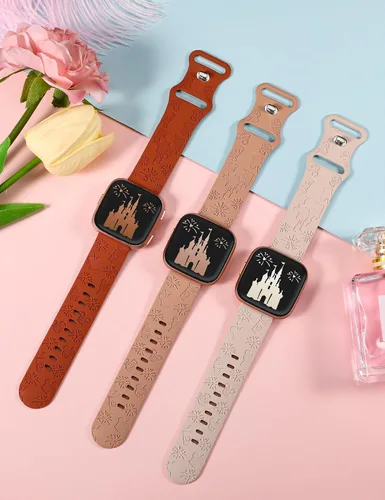 Miniatura 4 de Correa grabada de dibujos animados compatible con Fitbit Versa 2 Band/Versa Lite/Versa Band para mujer, lindas correas de repuesto de silicona