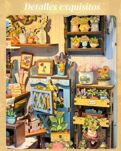 Miniatura 4 de CUTEBEE - Kit de rincón de libros - Kit de casa de muñecas en miniatura DIY para adultos, decoración de estantería de casa pequeña Booknook