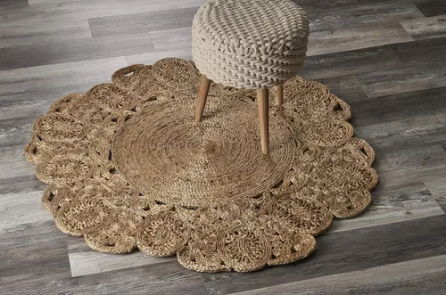 Miniatura 13 de LR Home - Alfombra ovalada de yute natural de 5 x 7 pies para decoración del hogar, alfombras trenzadas para sala de estar, dormitorio, sala