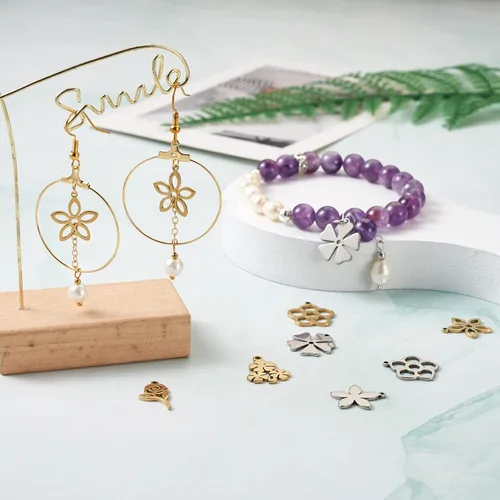 Miniatura 4 de Craftdady Colgantes de eslabones de conector de acero inoxidable, colgantes de mariposa con marco de metal, adornos colgantes para hacer joyas