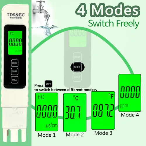 Miniatura 3 de Kits de prueba de agua multifuncionales 3 en 1 para agua potable y piscina - TDS digital preciso, temperatura, medidor EC medidor de agua