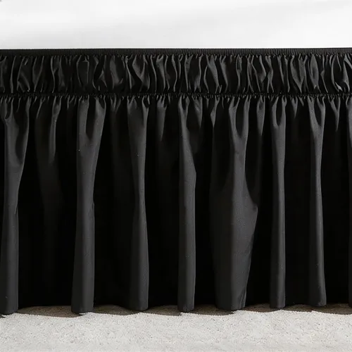 Miniatura 7 de Vocander Falda de cama negra envolvente de tamaño individual de 14 pulgadas de caída, volantes elásticos fáciles de poner, falda de cama sólida