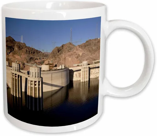 Miniatura 11 de 3dRose Taza mágica transformadora Nv Maresa Pryor con niveles bajos de agua en The Hoover Dam, Lake Mead, Nv Maresa Pryor, 11 onzas, negro/blanco