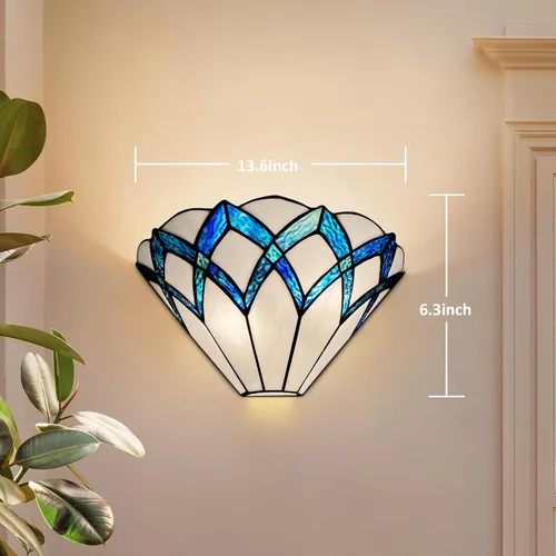 Miniatura 5 de ARTZONE Tiffany - Apliques de pared de 13 pulgadas, estilo Tiffany vintage, apliques de pared de vitrales para dormitorio, baño, sala de estar