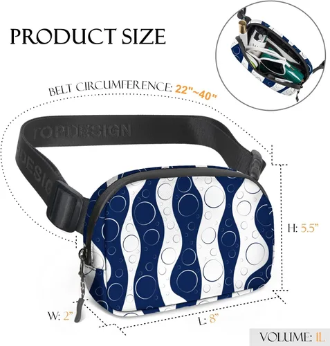 Miniatura 3 de TOPDesign Riñonera para mujeres y hombres, bolsa cruzada para cinturón con cremalleras resistentes al agua, bolsa para el trasero con correa