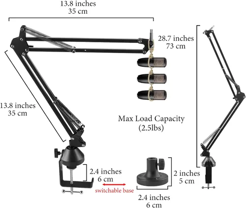 Miniatura 2 de GEEKRIA for Creators - Brazo de micrófono compatible con AKG Lyra Ultra-HD, P120, P220, C214, soporte de brazo de micrófono con adaptador de brida