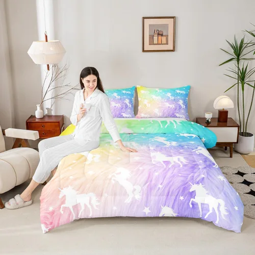 Miniatura 17 de Juego de edredón de pavo real en acuarela tamaño King, elegante y hermoso juego de ropa de cama edredón de plumas azules de 3 piezas para niños