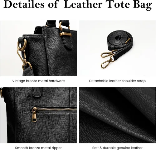 Miniatura 6 de befen Carteras de cuero genuino suave para mujeres, bolso tote pequeño, carteras, bolsos cruzados con asas superiores, cartera bandolera tipo satchel