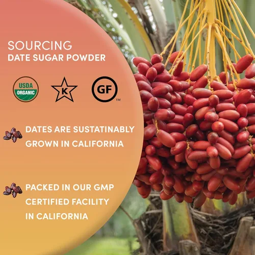 Miniatura 5 de Worldwide Botanicals Azúcar orgánico en polvo fino, 1 libra - 100% dátiles secos puros, edulcorante natural de alimentos integrales, sin gluten