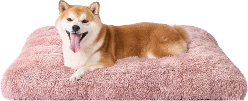 Miniatura 56 de EHEYCIGA Cama Esponjosa para Jaula de Perros Grandes, Almohadilla de Jaula de Piel Sintética Afelpada, Cama Calmante Anti-Ansiedad para Perros Negro