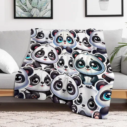 Miniatura 2 de Manta de panda – Mantas de franela suave para niñas, niños y mascotas, mantas cálidas de panda para todas las estaciones, sofá, regazo y silla, 40 x