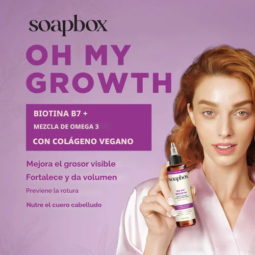 Miniatura 4 de Soapbox Oh My Growth, Tratamiento de refuerzo de vitamina alargadora para el cabello, deja el cabello más grueso, más lleno, más fuerte y saludable