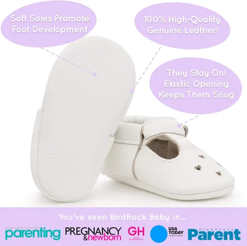 Miniatura 3 de BirdRock Baby Mary Jane - Mocasines para bebé de piel auténtica con suela suave para recién nacidos, bebés, infantes y niños pequeños.
