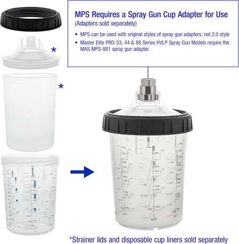 Miniatura 3 de Master Paint System MPS, juego de 4 vasos duros de gran tamaño de 27 onzas (27.1 fl oz) y anillos de retención – 4 vasos duros y 4 anillos para uso