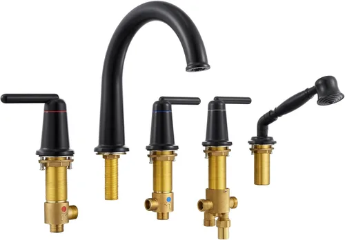 Miniatura 11 de Bathtub Faucet with Sprayer Bathroom Brass Roman Tub Faucet with Rough-in Valve Widespread Deck Mount Tub Filler Bronze WT-9808ORB02