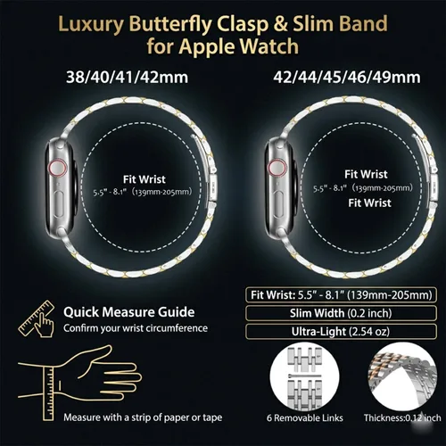 Miniatura 8 de Correa de repuesto para Apple Watch 38 mm, 40 mm, 42 mm, 44 mm, acero inoxidable, metal, Iwatch y iPhone, para Apple Watch Series 6/5/4/3/2/1/SE., 7
