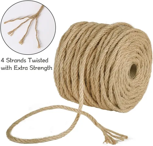 Miniatura 2 de Cuerda de yute Tenn Well de 5 mm, cuerda de 164 pies de 4 capas trenzada gruesa para jardinería, manualidades, reciclaje, poste rascador de gatos