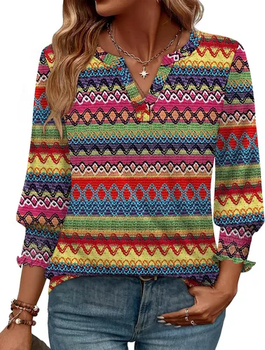 Miniatura 20 de WIHOLL 3/4 Length Sleeve Womens Tops Summer Shirts Spring Vacation Outfits Dressy Casual Trendy Fall S-3XL