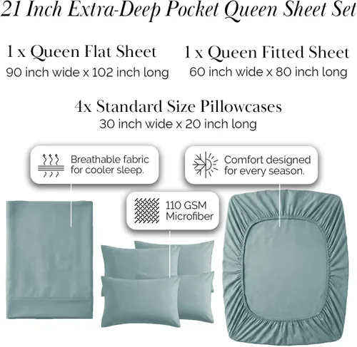 Miniatura 389 de Southshore Fine Living, Inc. Juego de 7 piezas de sábanas King divididas para cama ajustable, juego de sábanas King divididas con bolsillo de 21