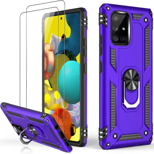 Miniatura 13 de LUMARKE Funda para Galaxy A51 4G con protector de pantalla, supera los 16 pies, probada en caídas, de grado militar, con soporte de anillo Rojo