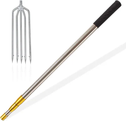 Miniatura 14 de Dutiplus Caña de pescar telescópica con dientes de 1~5, arpón de pesca de mar y hielo con barbas, lanza de pesca para caza de peces, ranas, topos